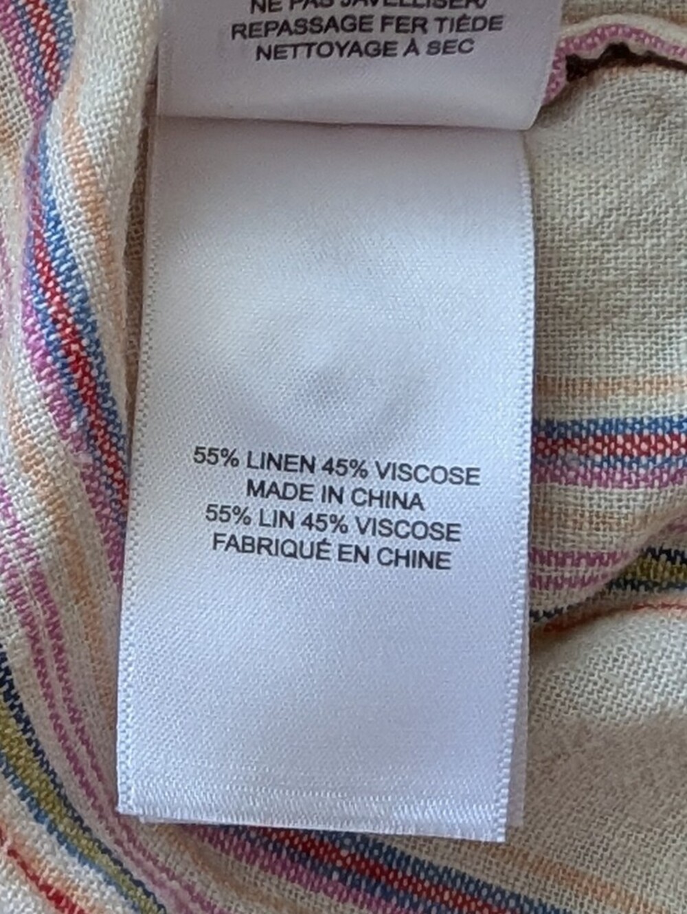 unTuckit for Her Womens Yellow Pink Striped Issa Linen Blend Tie Shirt Size 14 - Picture 6 of 9